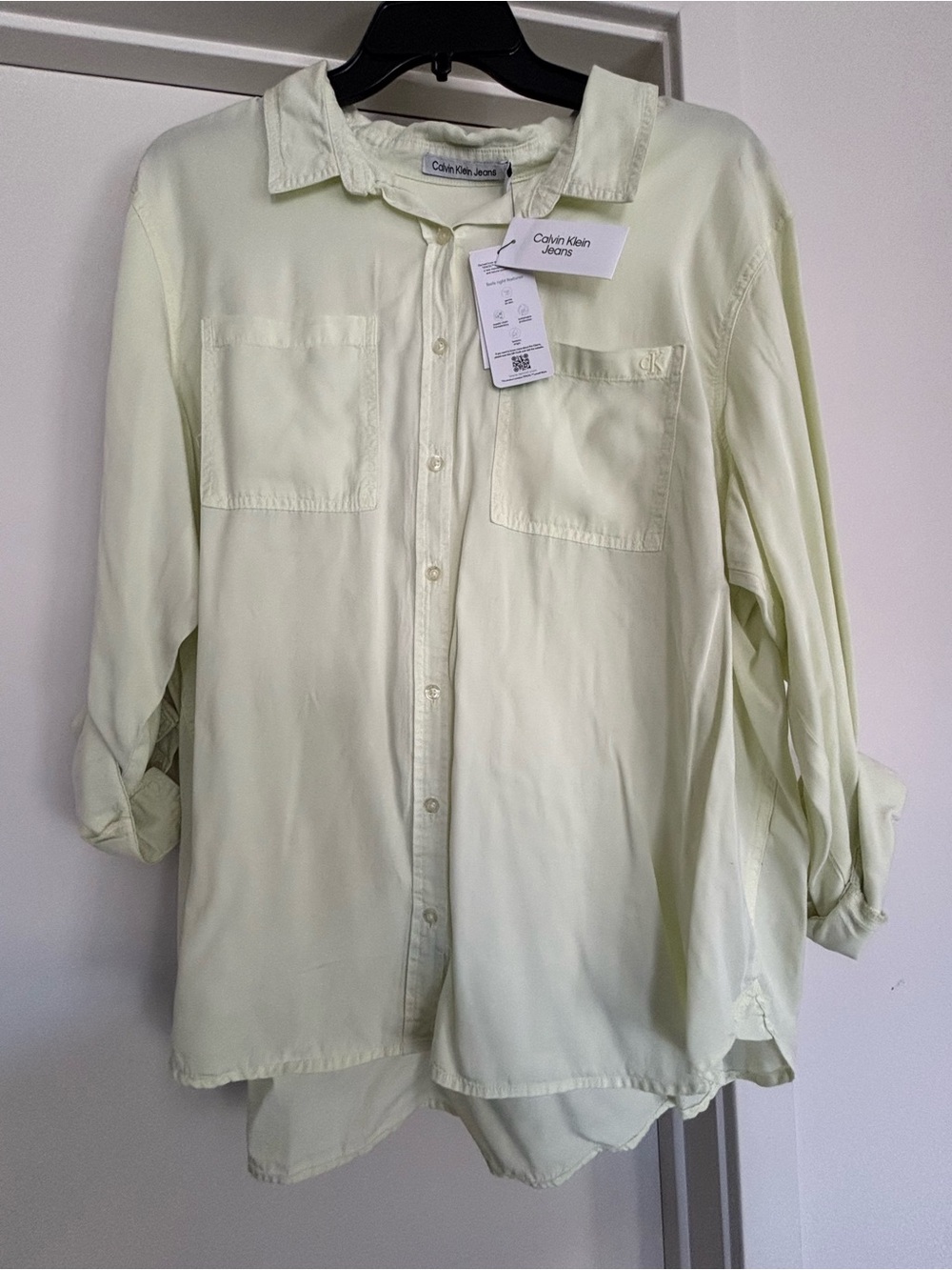 Calvin Klein Jeans Pale Green Casual Button-Down Shirt